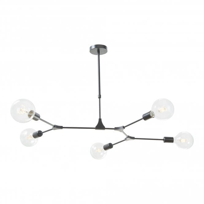 EUPHEMIA 5 light angular ceiling light in black finish