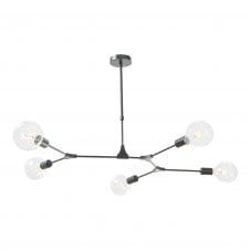 EUPHEMIA 5 light angular ceiling light in black finish