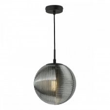 EVANDER | Smoked Ribbed Glass Single Globe Pendant