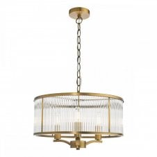 EVELYN 3 Light Art Deco Pendant in Antique Bronze and Glass