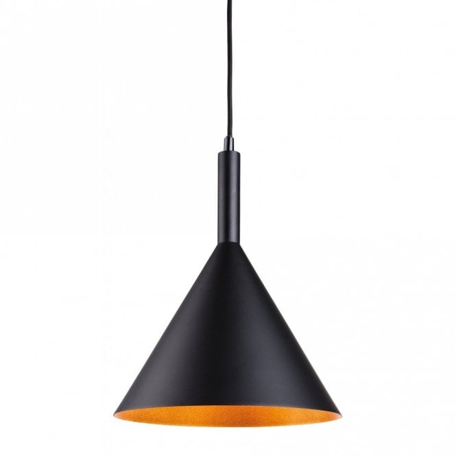EVEREST Pendant In Black with Gold Interior