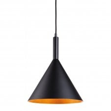 EVEREST Pendant In Black with Gold Interior