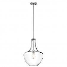 EVERLY modern clear glass and chrome pendant (medium)