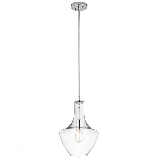 EVERLY modern clear glass and chrome pendant (small)