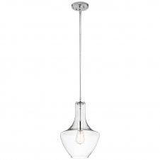 EVERLY modern clear glass and chrome pendant (small)