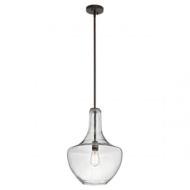 EVERLY modern clear glass and old bronze pendant (medium)