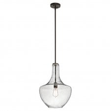 EVERLY modern clear glass and old bronze pendant (medium)