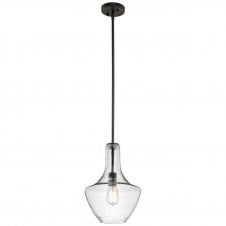 EVERLY modern clear seeded glass and old bronze pendant (small)