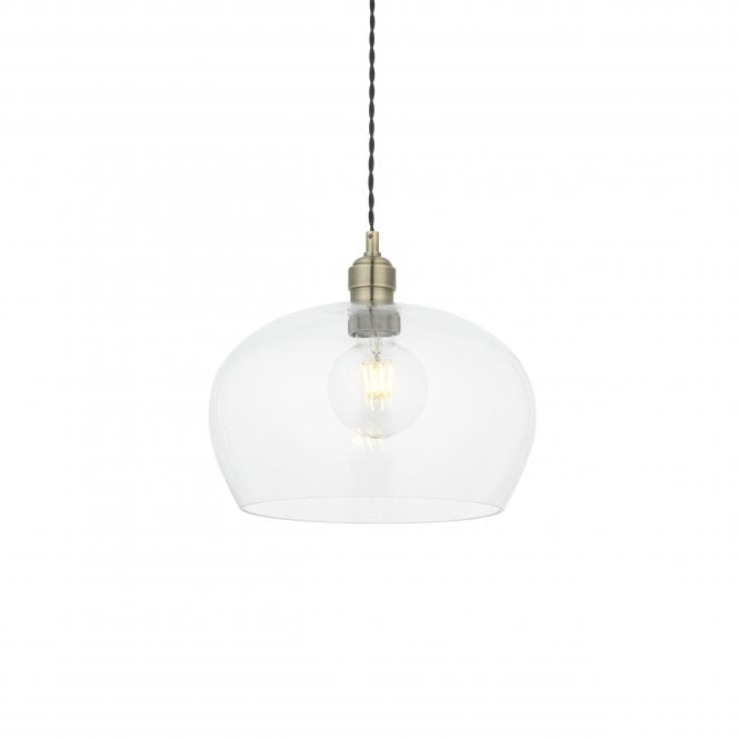  CHALICE Ceiling Pendant in Antique Brass with Clear Glass Shade 151cm