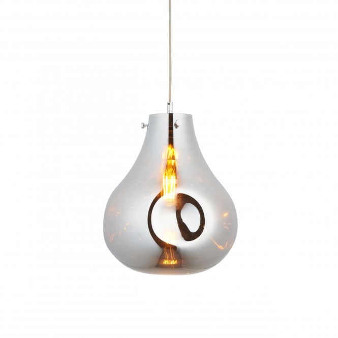  ORGANIC Ceiling Pendant in Chrome Metallic Glass with Chrome Accents Max 164.5cm