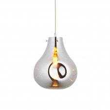 ORGANIC Ceiling Pendant in Chrome Metallic Glass with Chrome Accents