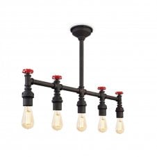 FACTORY 5 Light Semi Flush Ceiling Fitting Rustic Black