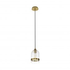 FADE Ceiling Pendant in Ancient Brass with Glass Dome Shade