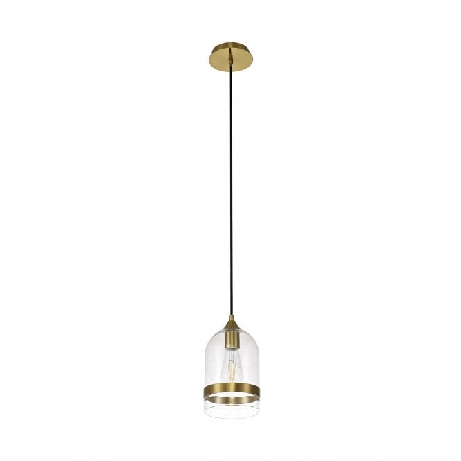 FADE Ceiling Pendant in Ancient Brass with Glass Dome Shade