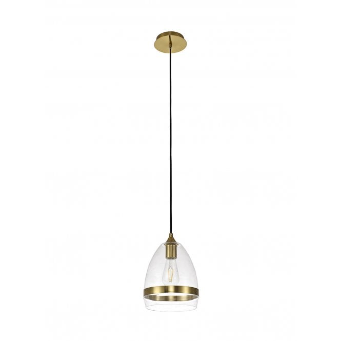 FADE Large Ceiling Pendant in Ancient Brass with Glass Cone Shade