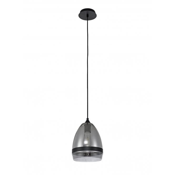 FADE Large Ceiling Pendant in Matte Black with Smoked Glass Cone Shade