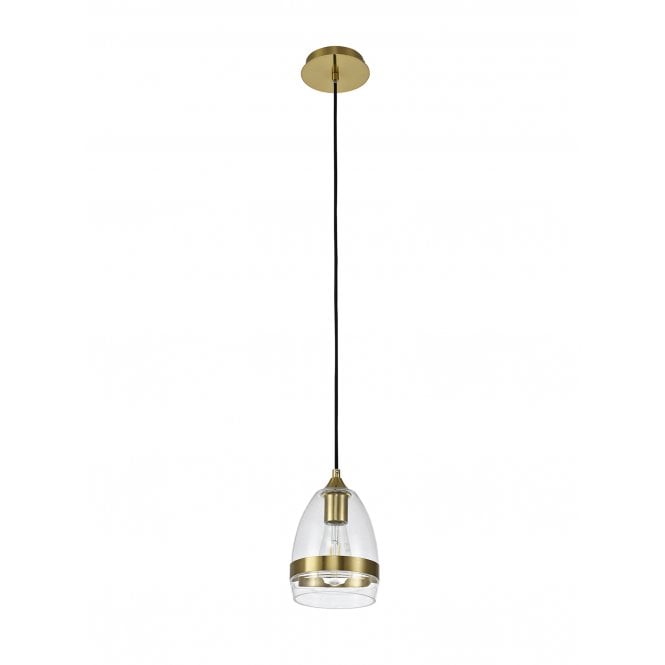 FADE Small Ceiling Pendant in Ancient Brass with Glass Cone Shade