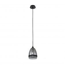 FADE Small Ceiling Pendant in Matte Black with Smoked Glass Cone Shade
