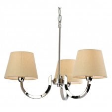 FAIRMONT 3 light stainless steel ceiling pendant with cream shades