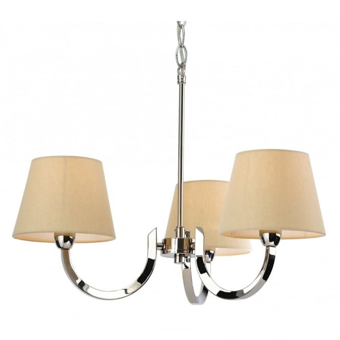 FAIRMONT 3 light stainless steel ceiling pendant with cream shades