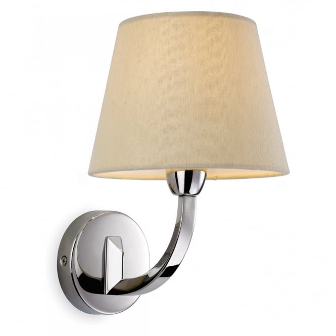 FAIRMONT single stainless steel wall light with cream shade