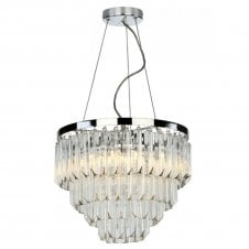 FAME Ceiling Pendant Chandelier Polished Chrome Glass Crystals