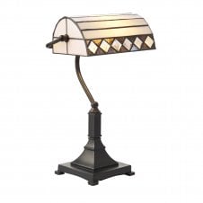 FARGO Tiffany Shade Bankers Table Lamp Dark Bronze