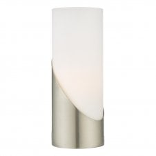 FARIS satin nickel and faux alabaster glass touch lamp