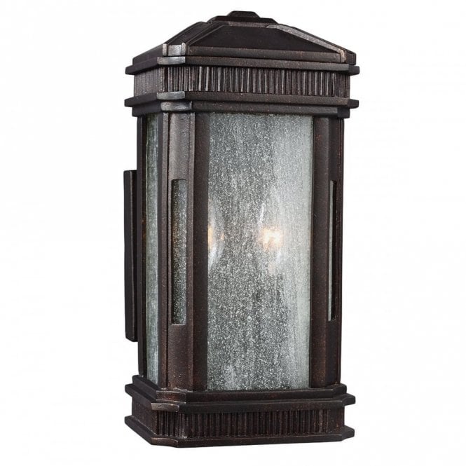 FEDERAL traditional outdoor wall lantern in gilded bronze with seeded glass