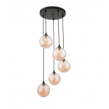 FEDERICO 5 Light Pendant Cluster | Black & Champagne Dimpled Glass