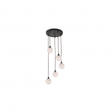 FEDERICO 5 Light Pendant Cluster | Black & White Confetti Glass