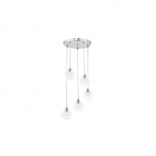 FEDERICO 5 Light Pendant Cluster | Chrome & Clear With Opal Glass