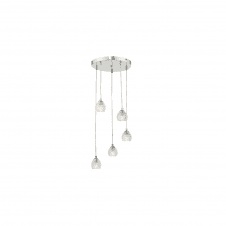 FEDERICO 5 Light Pendant Cluster | Chrome & Dimpled Glass