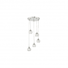 FEDERICO 5 Light Pendant Cluster | Chrome & Glass With Inner Wire