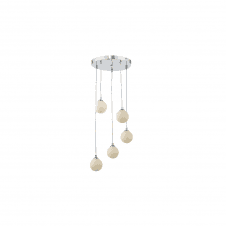 FEDERICO 5 Light Pendant Cluster | Chrome & Opal Glass