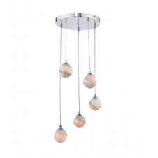 FEDERICO 5 Light Pendant Cluster | Chrome & Planet Glass (Large)