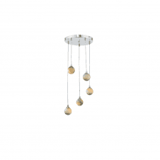 FEDERICO 5 Light Pendant Cluster | Chrome & Planet Glass (Small)