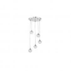 FEDERICO 5 Light Pendant Cluster | Chrome & Ribbed Glass