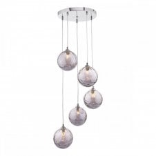 FEDERICO 5 Light Pendant Cluster | Chrome & Smoked Dimpled Glass