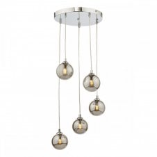 FEDERICO 5 Light Pendant Cluster | Chrome & Smoked Glass