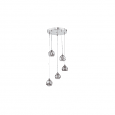 FEDERICO 5 Light Pendant Cluster | Chrome & Smoked Organic Glass