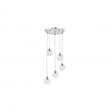 FEDERICO 5 Light Pendant Cluster | Chrome & Twisted Closed Glass