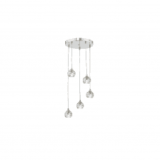FEDERICO 5 Light Pendant Cluster | Chrome & Twisted Open Glass