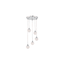 FEDERICO 5 Light Pendant Cluster | Chrome & White Confetti Glass
