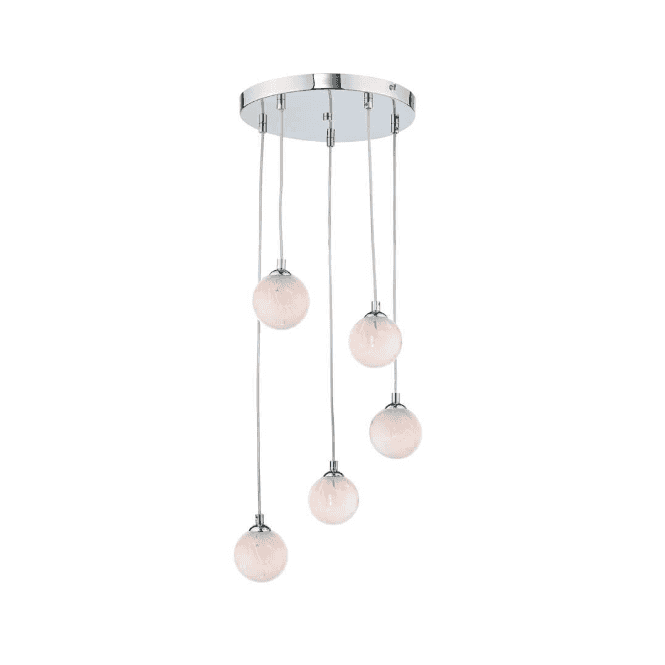 FEDERICO 5 Light Pendant Cluster | Chrome & White Confetti Glass