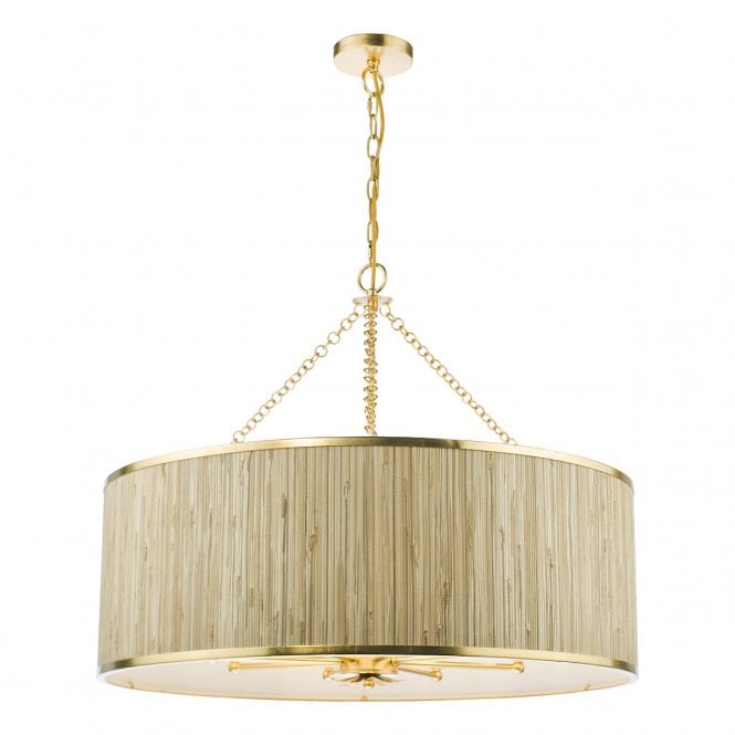 Fenella 8 Light Gold Leaf Pendant with Seagrass Shade