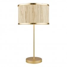 Gold leaf table lamp with seagrass drum shade