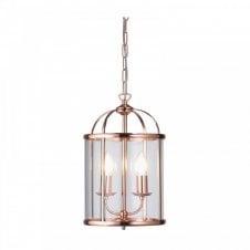 FERN 2 Light Ceiling Lantern in Polished Copper and Glass