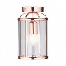 FERN Flush Ceiling Lantern in Polished Copper and Glass