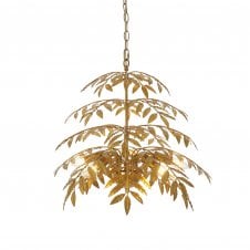FERN Leaf Chandelier in Distressed Gold
